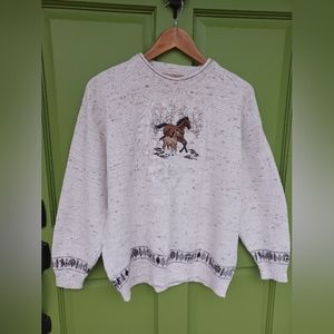Shenandoah Classic Embroidered Western, Ranch, Horse Sweater sixe L